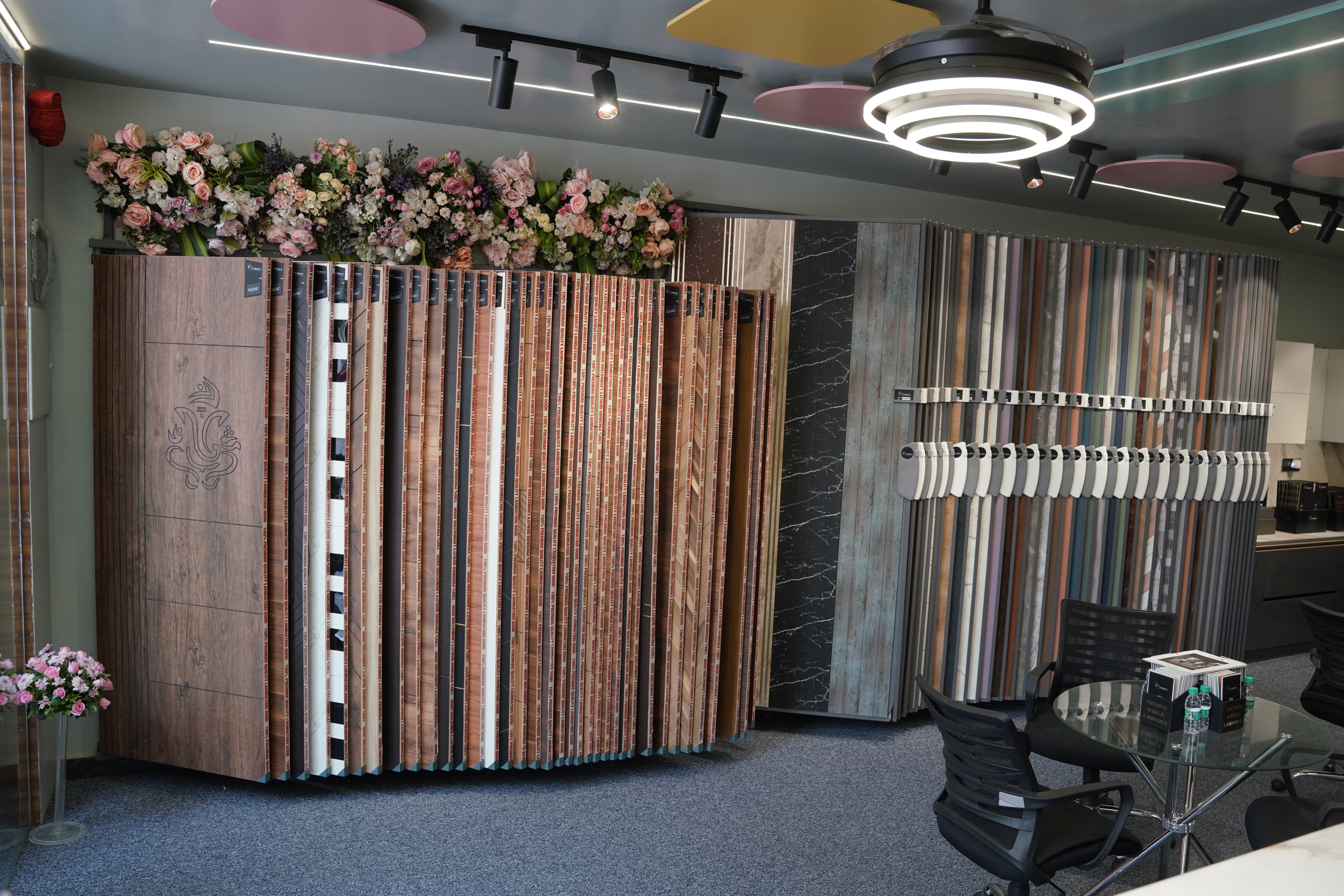 A collection of premium laminates and designer door finishes